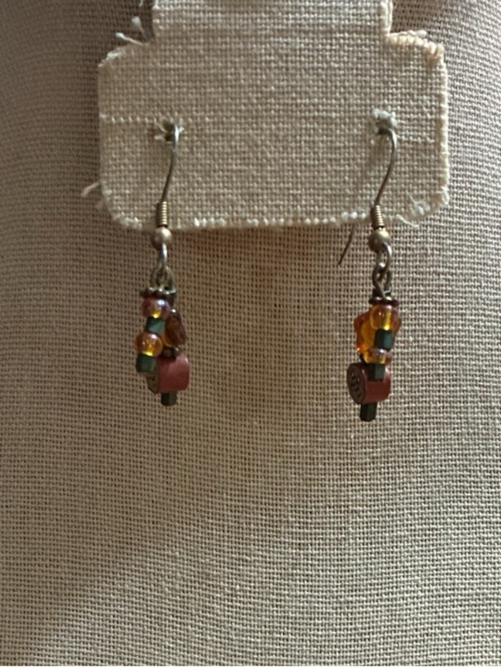 ✨ 3/$15 ✨ Handmade Amber and Brown Bead Drop Earrings